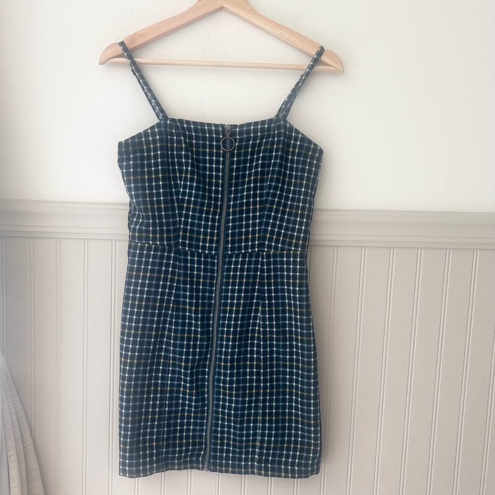Plaid Aeropostale Small Zipper Front Navy Plaid Mini Dress
